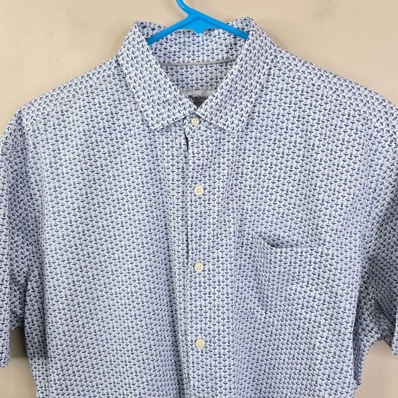 Peter Millar Martini Glass And Shaker Printed Short Sleeve Button Down Large - Picture 2 of 6